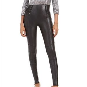 New SPANX Faux Leather Hip Zip Leggings